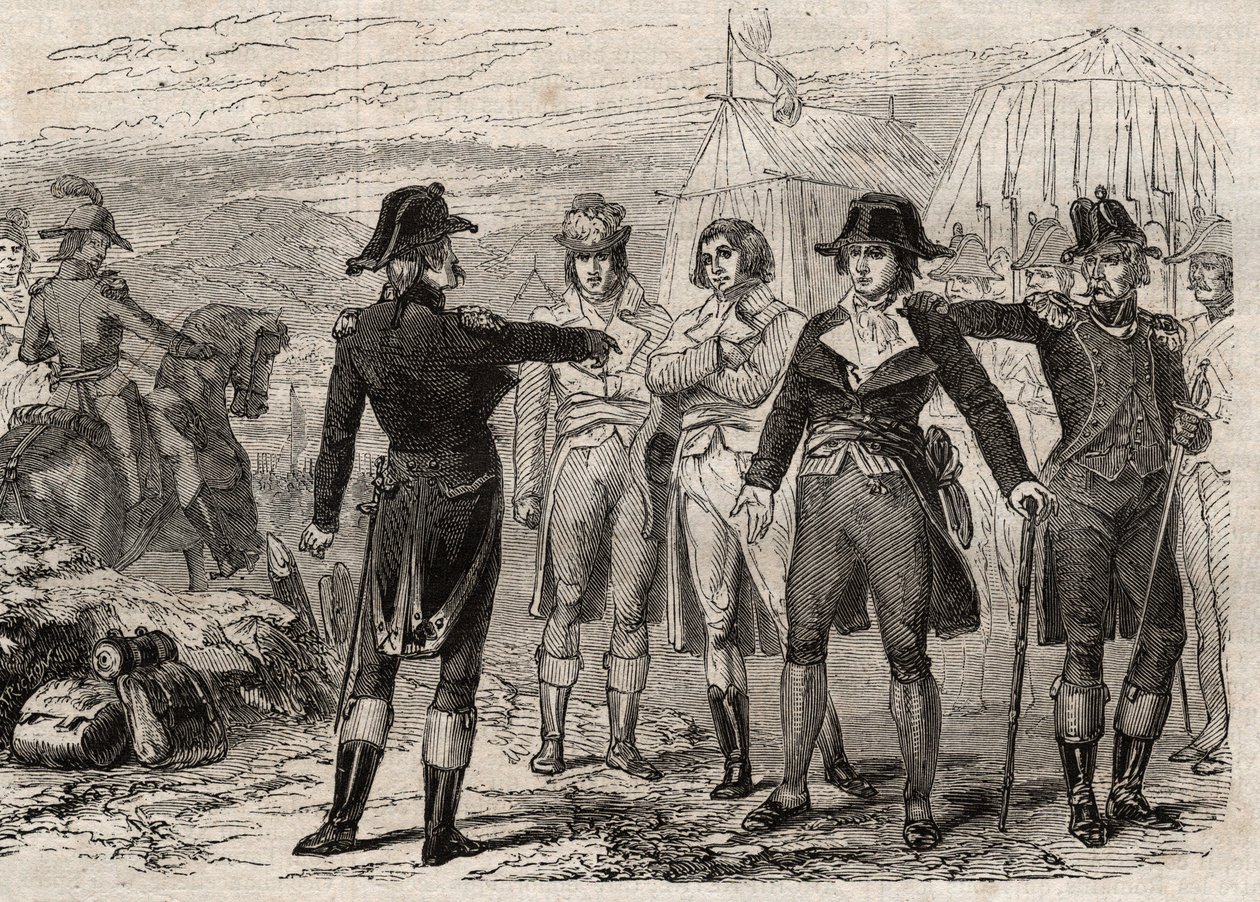 Pierre Antoine Antonelle (Pierre-Antoine Antonelle) (1747-1817) och hans vänner arresterade på order av Lafayette - gravyr i "Dictionnaire populaire illustrious" - 1864 - av Joseph Decembre och Edmond Allonier - av Unknown artist