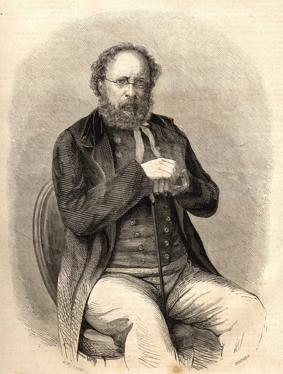 Pierre Joseph Proudhon (1809 - 1865). Fransk socialistisk teoretiker, anarkismens föregångare. Gravyr från 1865. Bianchettisamling av Unknown artist