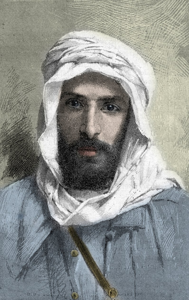 Pierre Paul Francois Camille Savorgnan de Brazza (1852-1905) fransk upptäcktsresande i Afrika _ Porträtt av Pietro Paolo Savorgnan di Brazza eller Pierre Paul Francois Camille Savorgnan de Brazza på franska (1852-1905) Generalguvernör i Kongo francais cirk av Unknown artist