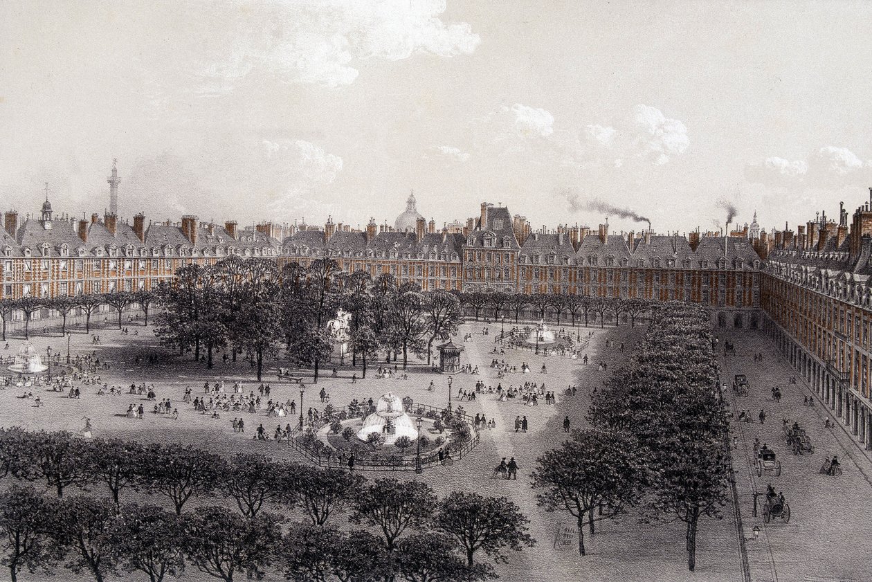 Place Royale (numera Place des Vosges) i Paris i slutet av 1800-talet. av Unknown artist