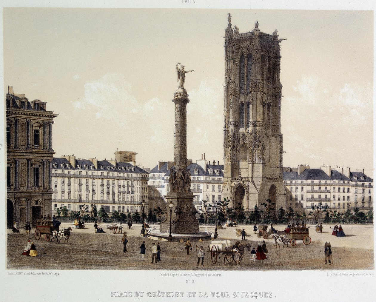 Place du Chatelet och Saint-Jacques Tower av Unknown artist