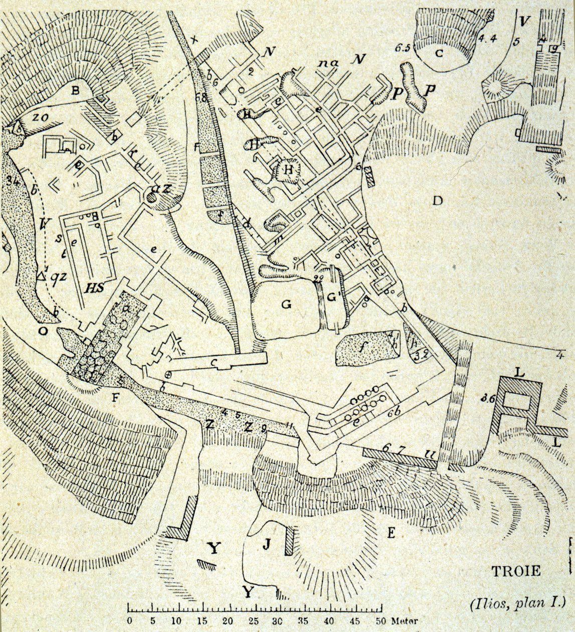 Plan av Troja: Utgrävning av Heinrich Schliemann av Unknown artist
