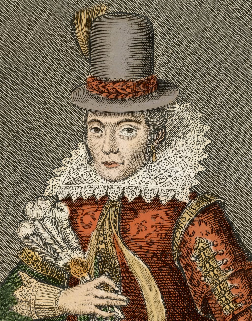 Pocahontas - Porträtt av Pocahontas (1595-1617) (eller Mataoka eller Amonute, sedan Rebecca Rolfe), indiansk prinsessa. av Unknown artist
