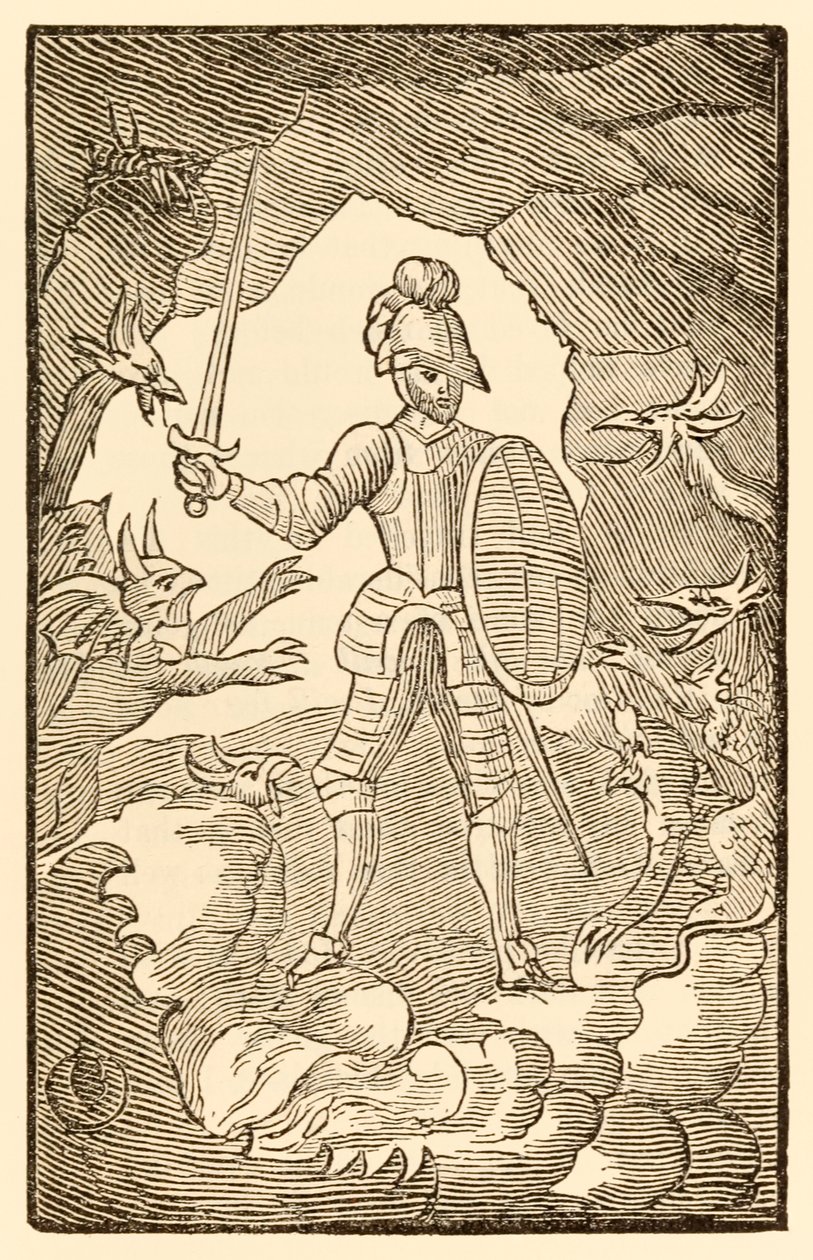 Stackars mannen! Var är du nu? Din dag är natt. från The Pilgrims Progress From This World, To That What Is To Come av John Bunyan (1628-1688) Christian går in i Dödens skuggas dal och t. av Unknown