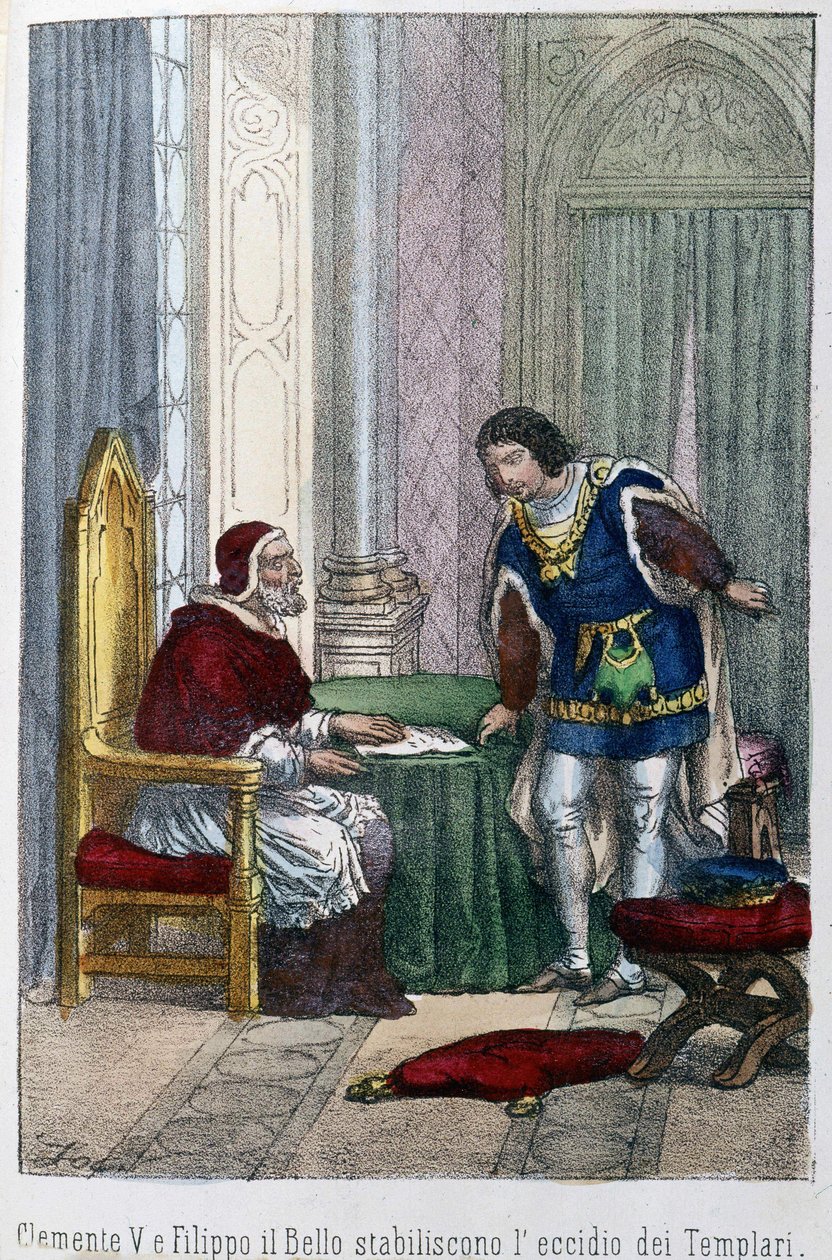 Påven Clemens V och Filip IV Bel, kung av Frankrike, bestämde sig för att eliminera tempelriddaren av Unknown artist