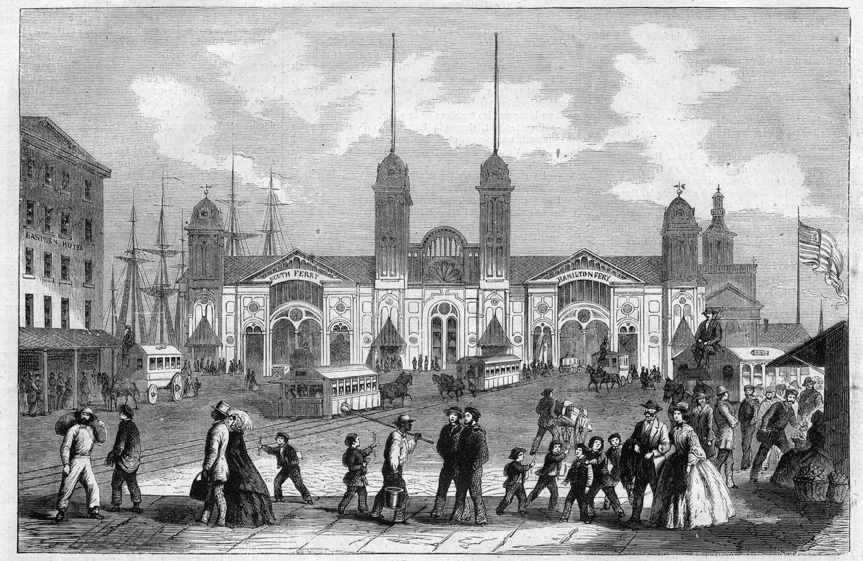 Port of New York (New York), USA. Gravyr i "The Illustrous Universe" av Unknown artist