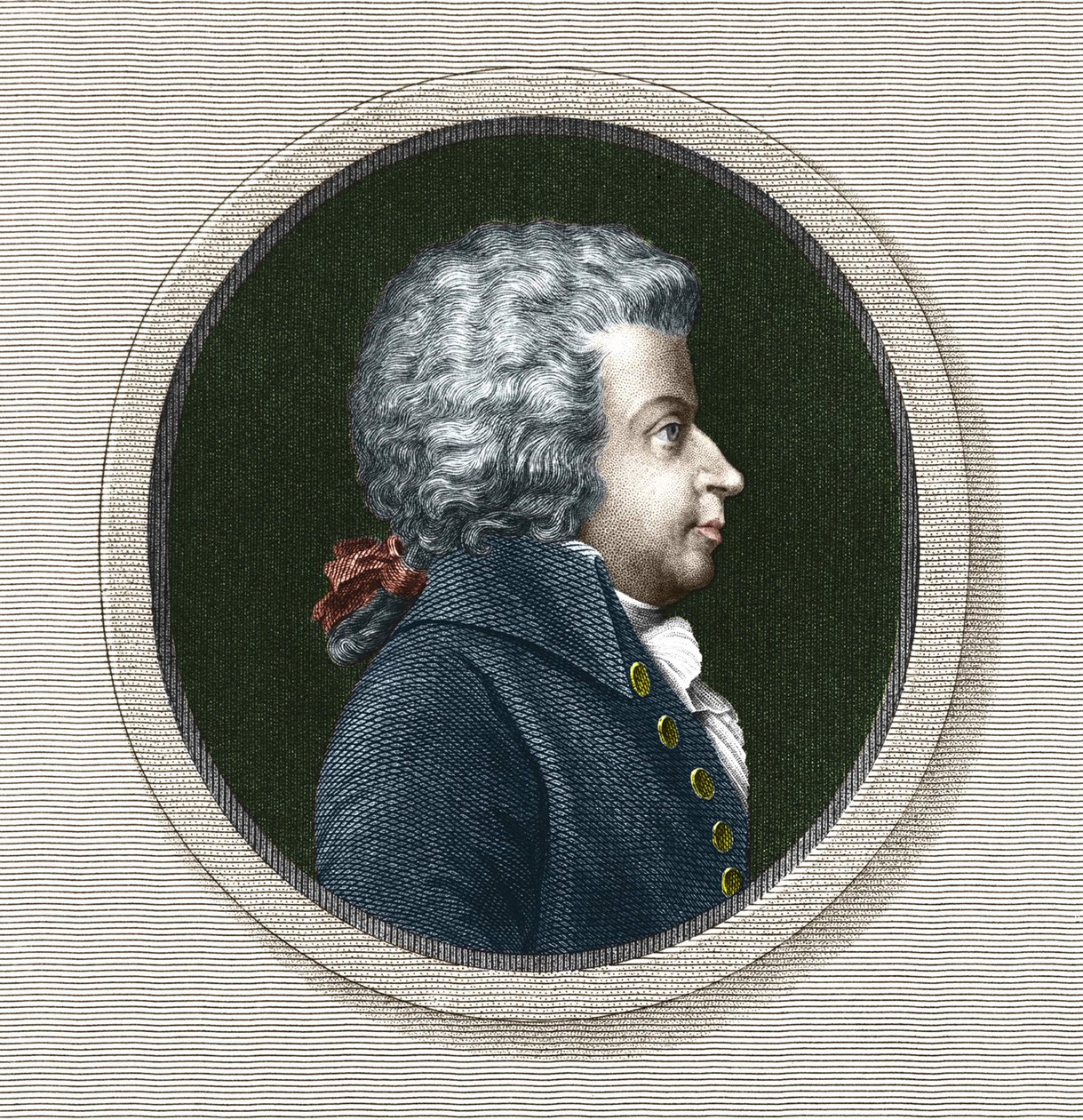 Porträtt av Wolfgang Amadeus Mozart (1756-1791) - grav. 1800-talet av Unknown artist