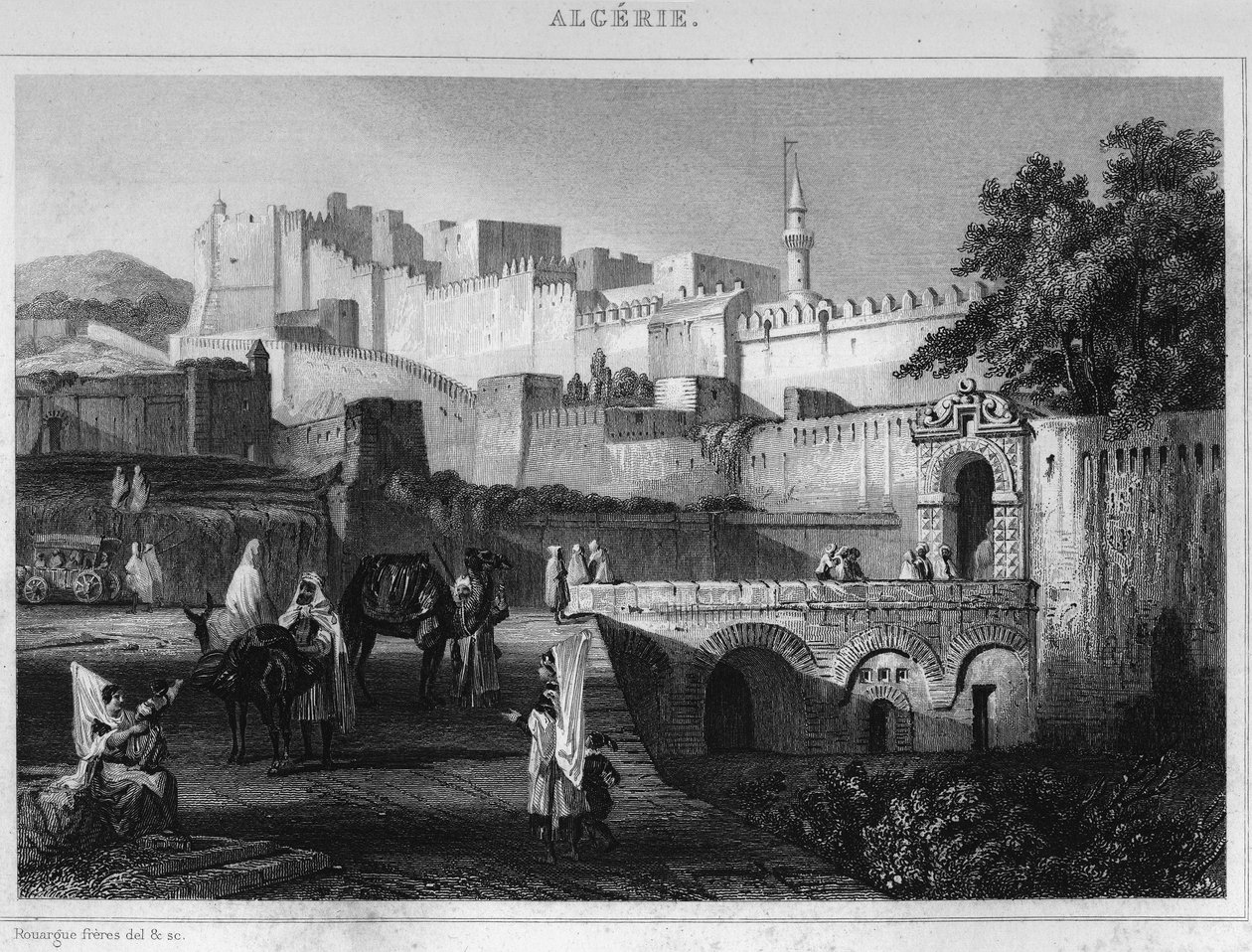Porte Bab-Azoun i Alger, ett fort som ockuperades av delningen av Escars under Frankrikes erövring av Agery 1830, i "L