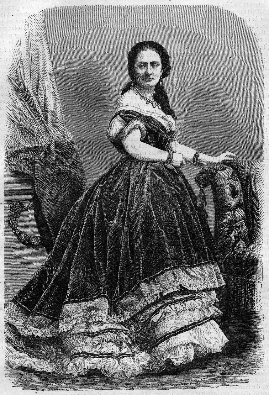 Porträtt Maria Wyse Bonaparte dit Madame Urbain Ratazzi (1833-1902). Gravyr i "The Illustrous Universe" av Unknown artist