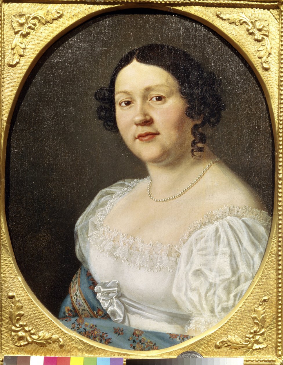Porträtt av operasångerskan Sophia Vasilyevna Samoylova (Samoylova Chernikova) (1860-1936) (Porträtt av operasångerskan Sophia Vasilyevna Samoylova). Anonym målning, olja på duk, sent 1800-tal. Rysk konst, romantik. Statens teatermuseum a av Unknown artist