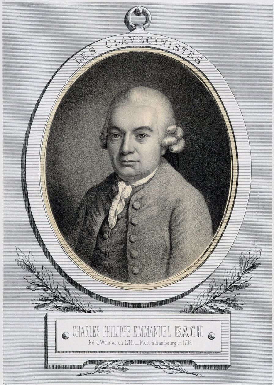 Porträtt i medaljong av Charles Philippe Emmanuel Bach (1714-1788), son till Jean Sebastien Bach, n.d. 19:e s. av Unknown artist