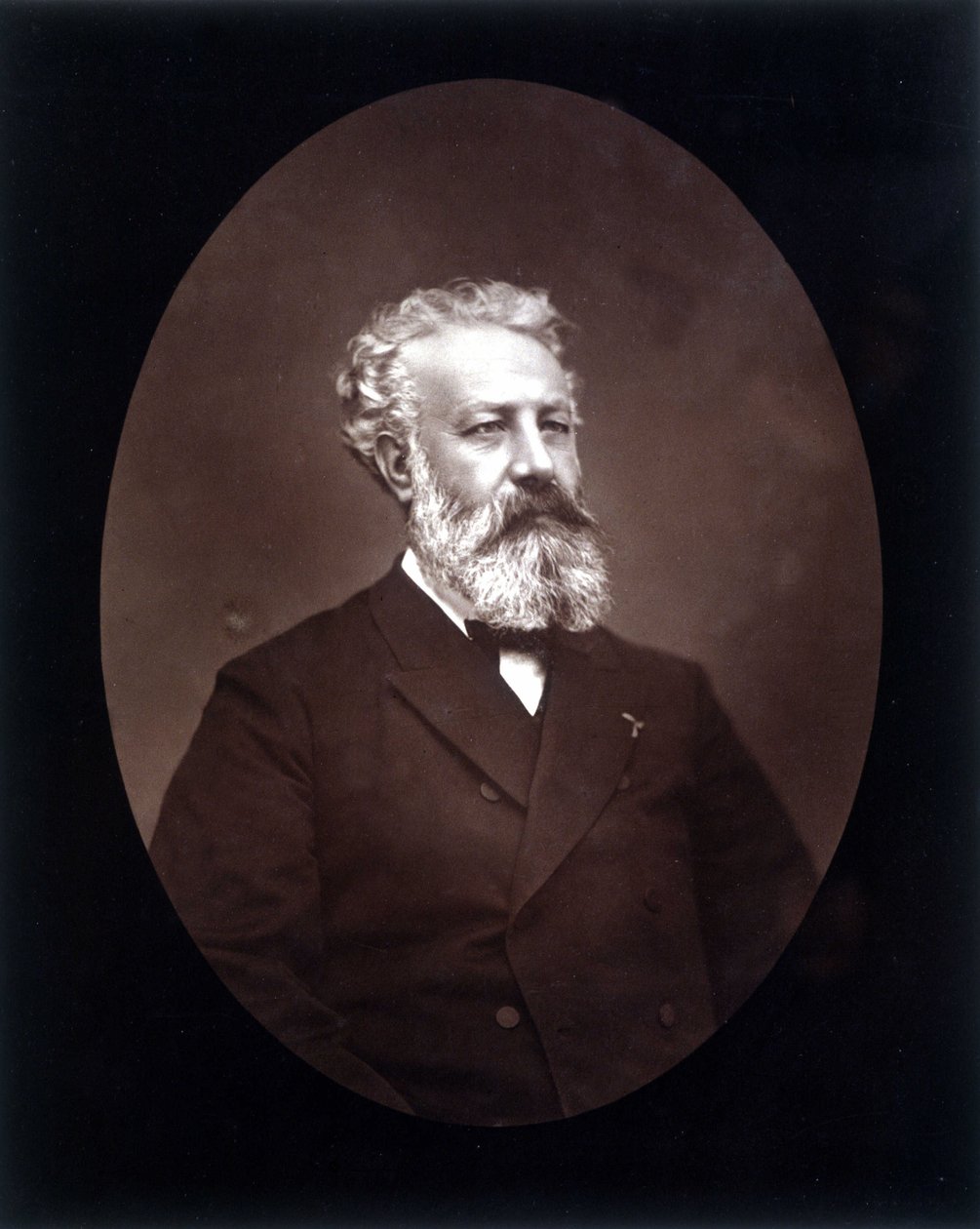 Porträttmedaljong av Jules Verne - i "" Les Hommes d