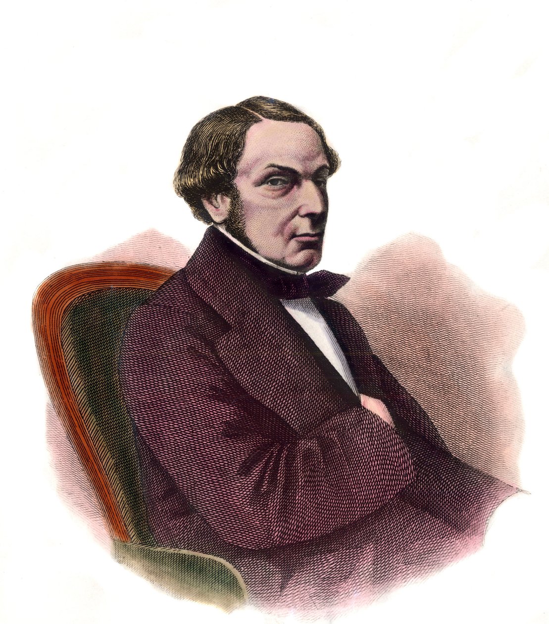 Porträtt av Achilles Marcus Fould (1800-1867) Napoleon III:s minister Gravyr från 1800-talet Privat samling av Unknown artist