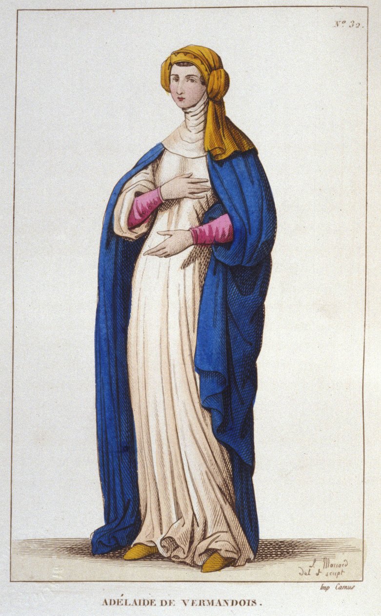 Porträtt av Adelaide av Vermandois (1065-1024). Capetians dynasti. Gravyr från 1830. av Unknown artist