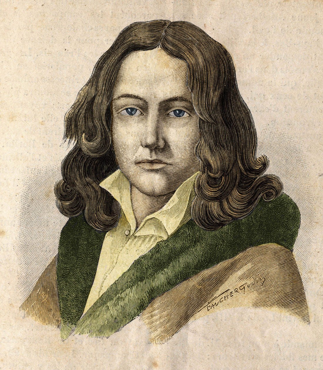 Porträtt av Adelbert de Chamisso (1781 - 1838) - i "" Les Contemporains"", n.d. sent 1800-tal. av Unknown artist