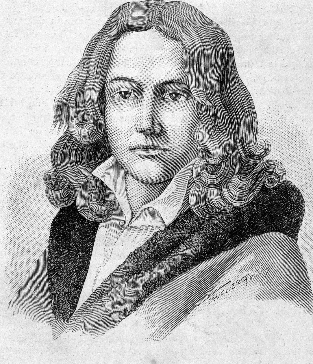 Porträtt av Adelbert von Chamisso är en tysk poet och botaniker av fransk nationalitet (1781 - 1838) - i "" Les Contemporains", n.d. sent 1800-tal. av Unknown artist
