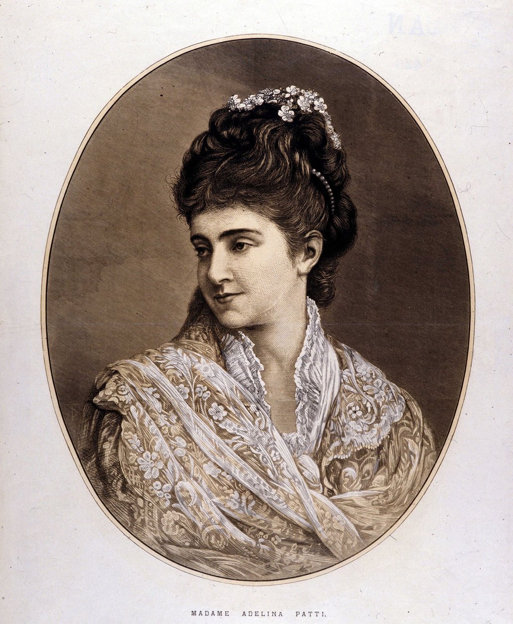Porträtt av Adelina Patti, italiensk sångerska (1843 till 1919) av Unknown artist