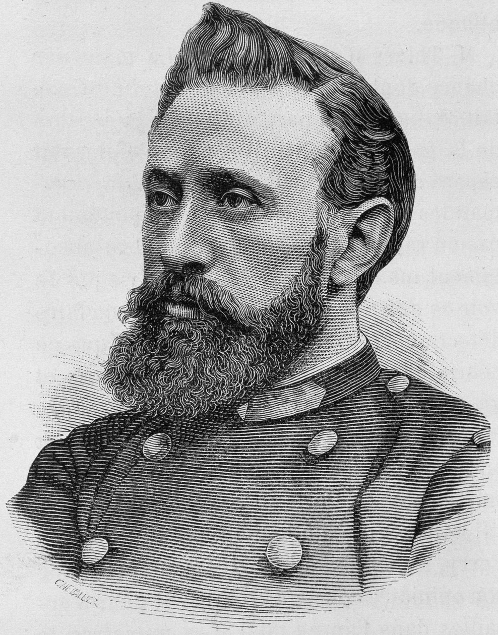 Porträtt av Adolphe Alphonse Assi (1840 - 1886). Gravyr från slutet av 1800-talet i "Histoire de France"" av H. Martin. av Unknown artist