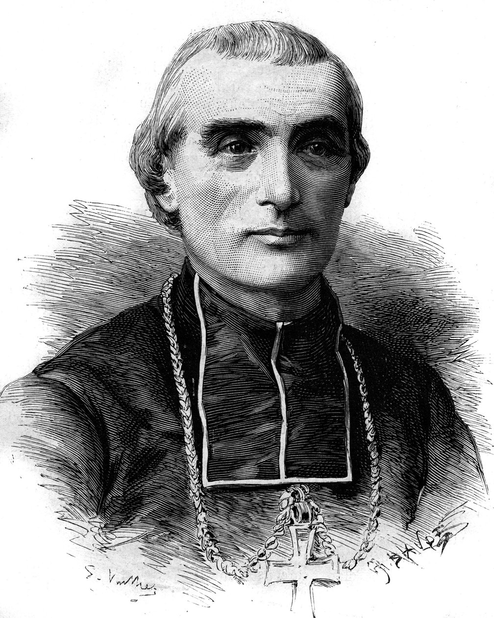 Porträtt av Adolphe Perraud (1828-1906), fransk kyrkoman och akademiker. Gravyr i "" Le Monde Illustré"" nr 1316 av 17 juni 1882. av Unknown artist