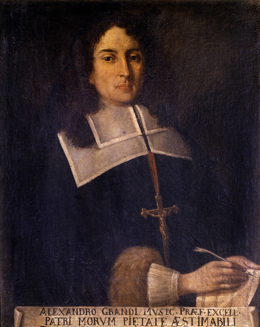 Porträtt av Alessandro Grandi (1577-1630) italiensk kompositör. av Unknown artist