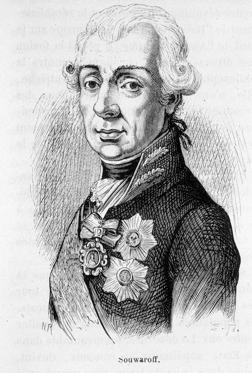 Porträtt av Alexander Souwaroff (Souvaroff eller Souvarov eller Alexander Suvorov) (1729-1800), rysk marechal (1729 - 1800) av Unknown artist