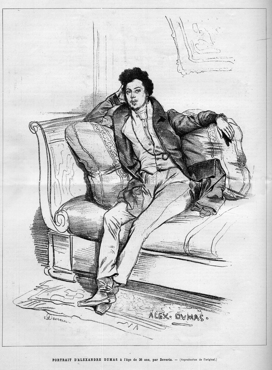 Porträtt av Alexandre Dumas Jr. (1824-1895) fransk författare vid 26 års ålder. Gravyr i "" Le Monde Illustré"" av Unknown artist
