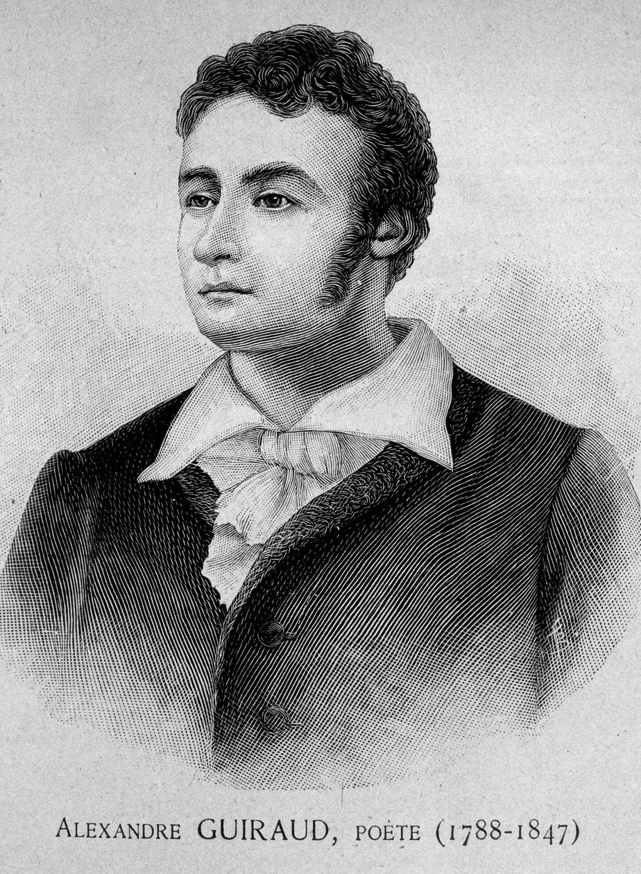 Porträtt av Alexandre Guiraud, poet (1788-1847) - grav. 1800-talet av Unknown artist