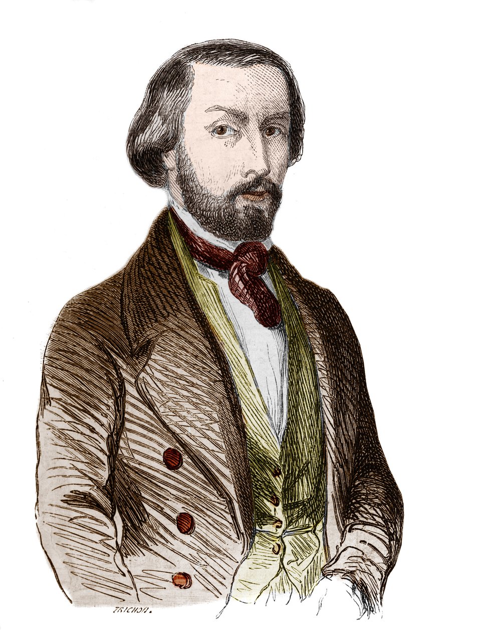 Porträtt av Alfred de Musset (1810-1857) poet francais. av Unknown artist
