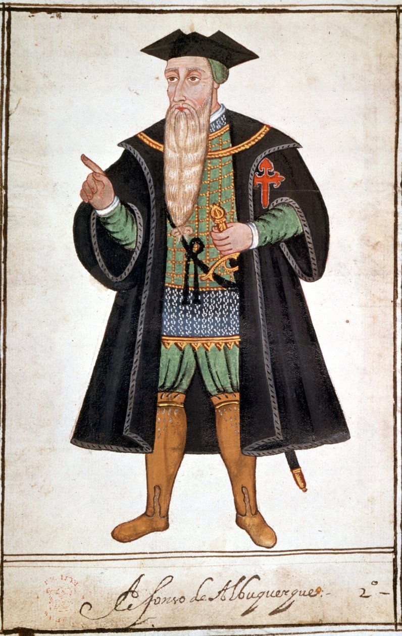Porträtt av Alphonse (Alfonso eller Afonso) av Albuquerque (1453 - 1515). Manuskript av Pedro Varretto de Resenda. 1500-talet. av Unknown artist