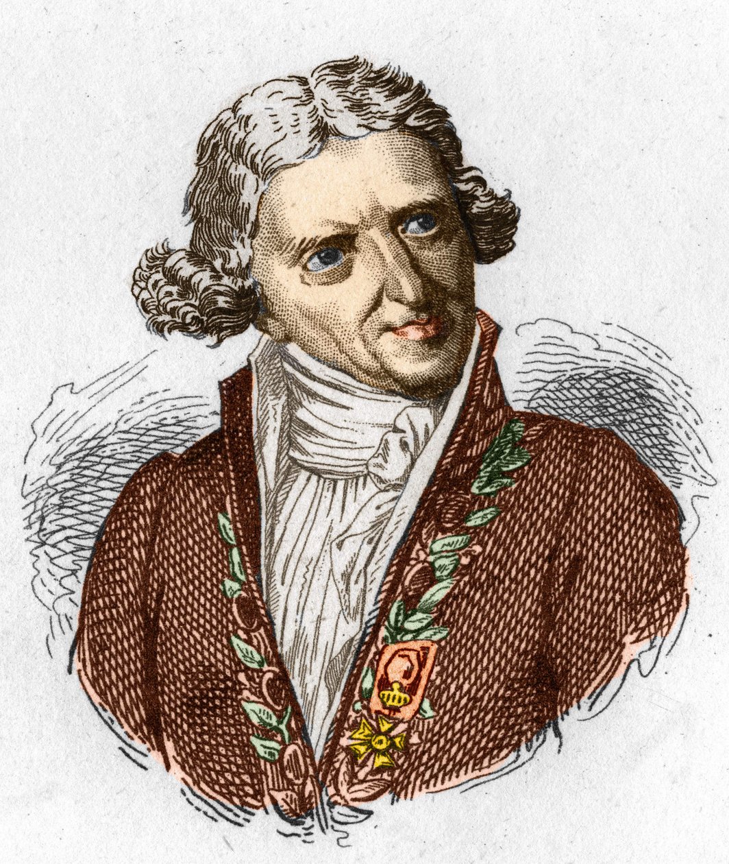 Porträtt av Antoine Augustin Parmentier (1737 - 1813), fransk militärapotekare och agronom. Gravyr från 1845. av Unknown artist