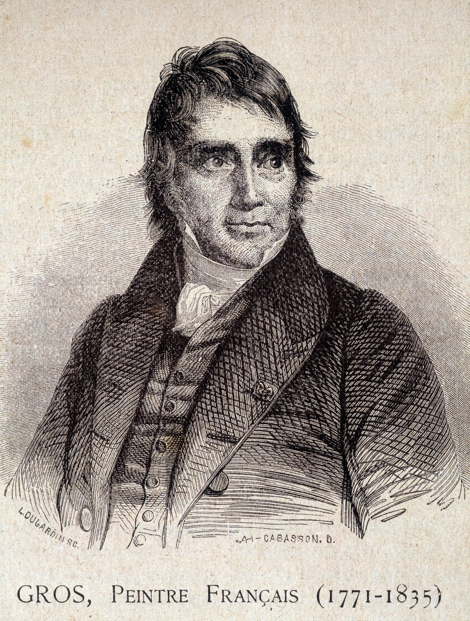 Porträtt av Antoine Jean Gros, fransk målare (1771-1835) - i "Les Contemporains", n.d. slutet av 1800-talet (gravyr) av Unknown artist