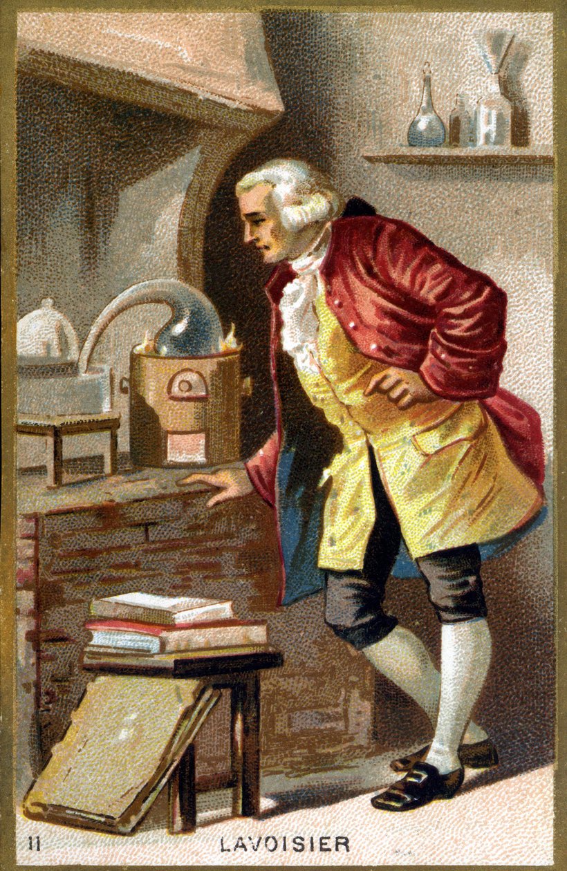 Porträtt av Antoine Laurent de Lavoisier (1743 - 1794), fransk kemist. Kromolitografi 1800-talet. av Unknown artist