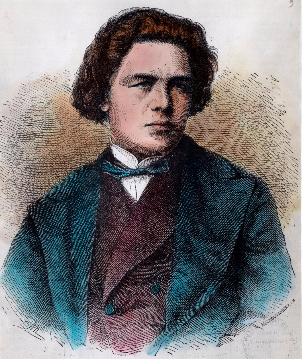 Porträtt av Anton Rubinstein (1829 - 1894), rysk pianist och kompositör. Gravyr av 1800-talet. Privat samling. av Unknown artist