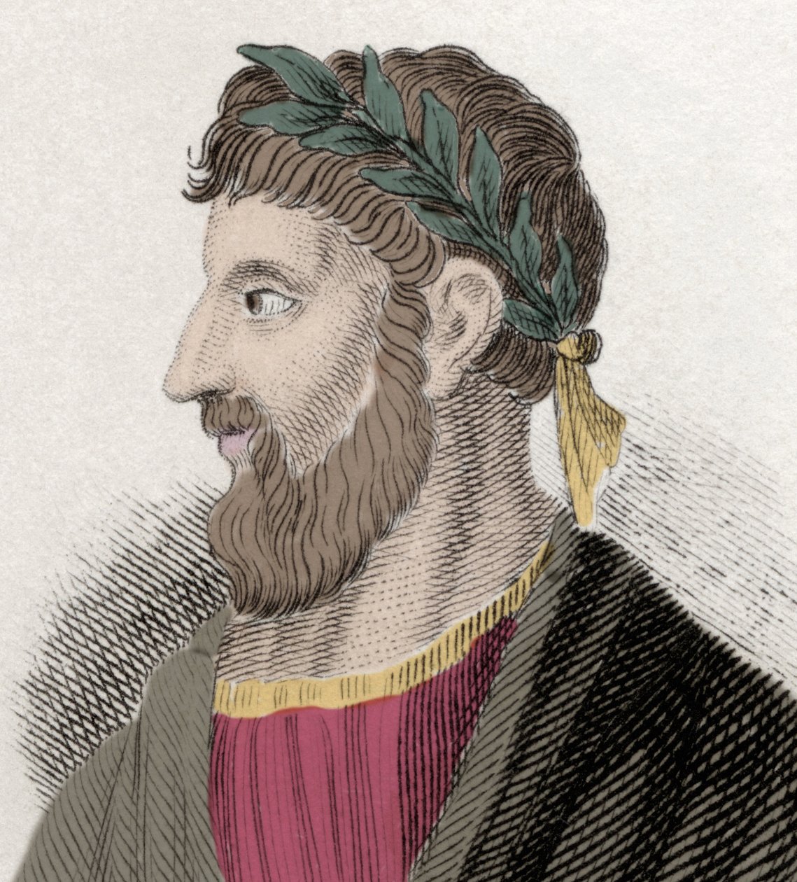 Porträtt av Apollonios av Tyana (Apollonius) (16 ap. JC-98/98 ap. JC), grekisk filosof. Gravyr av 1800-talet. av Unknown artist
