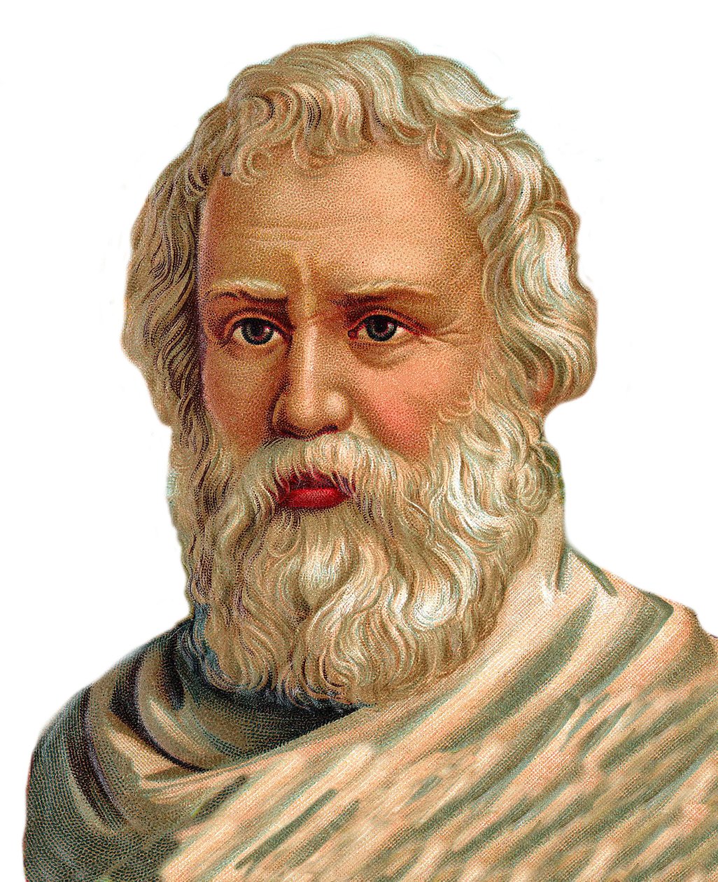 Porträtt av Archimedes of Syracuse - grekisk matematiker, fysiker, ingenjör, uppfinnare - Archimede de Syracuse - kromolitografi av Unknown artist