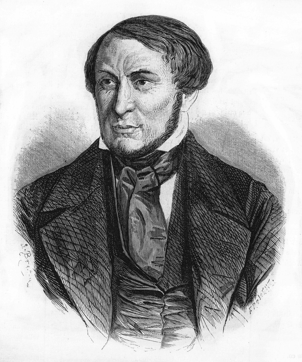 Porträtt av Auguste Barbier (1805 - 1882), fransk författare. gravyr från 1870. av Unknown artist