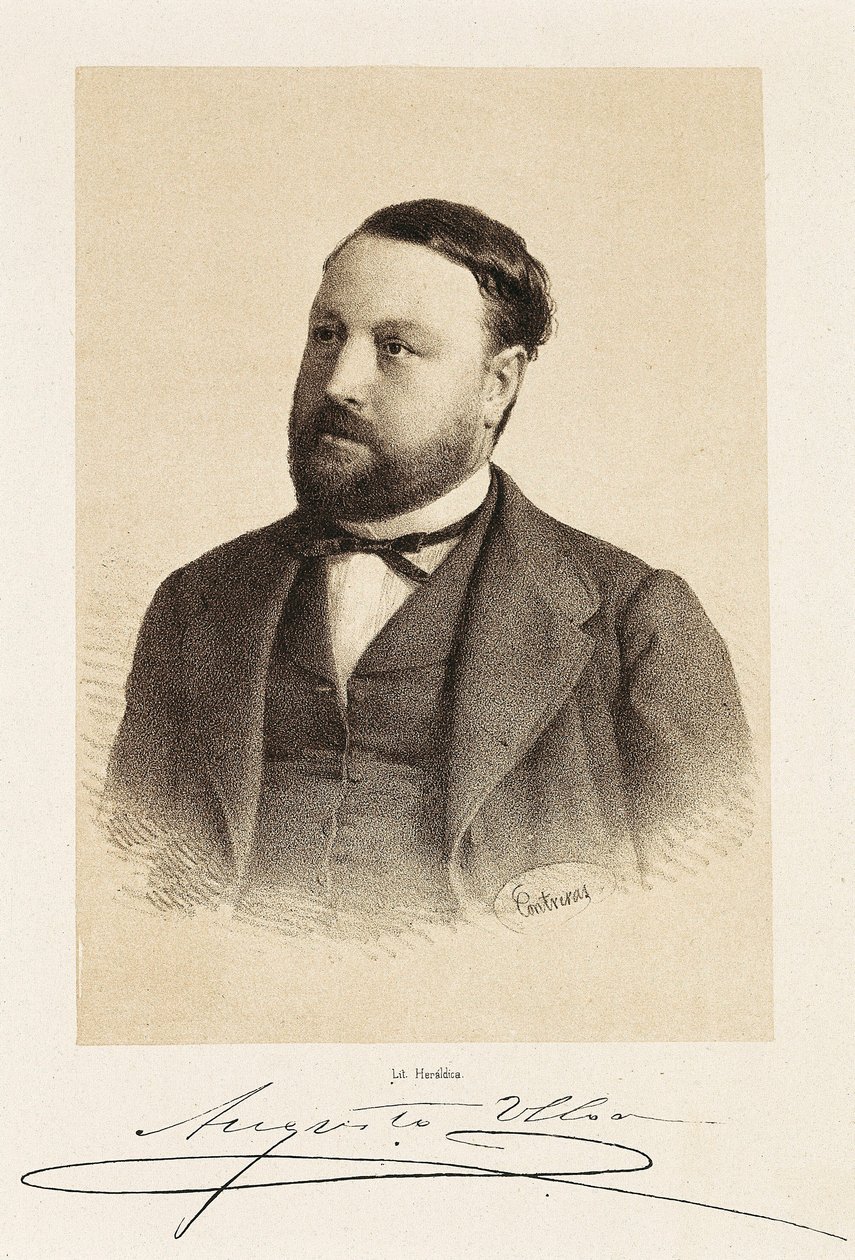 Porträtt av Augusto ULLOA (1823-1879), spansk politiker. Gravyr Madrid, Nationalbiblioteket. av Unknown artist