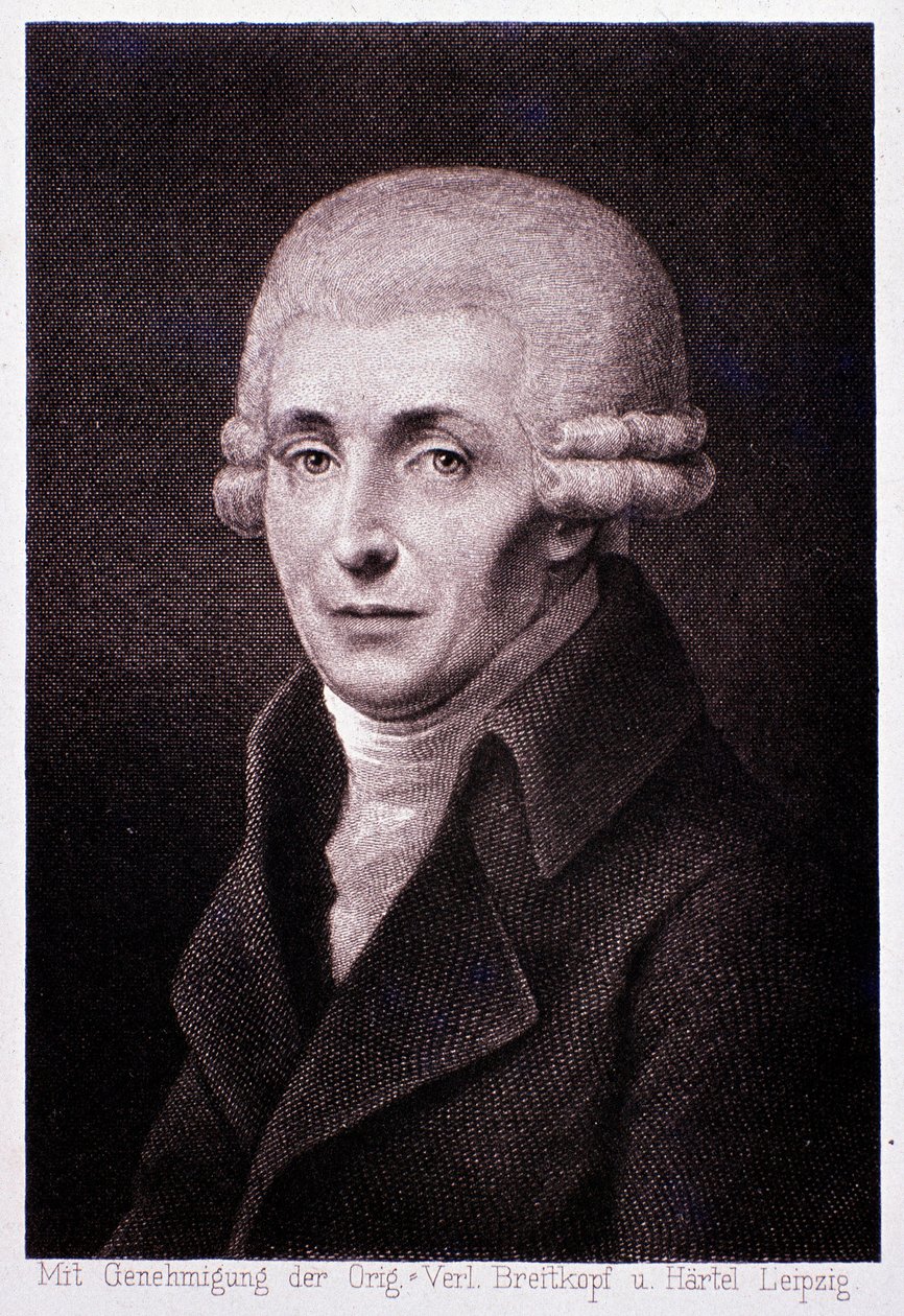 Porträtt av den österrikiska kompositören Joseph Haydn (1732-1809) Gravyr. 1800-talet. Milano, biblioteca del conservatorio av Unknown artist