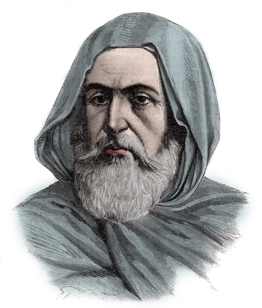 Porträtt av Ben Mahi Ed Din Abd El Kader (1808 - 1883) Abdelkader, Amir av Mascara, militär och religiös ledare - gravyr av Unknown artist