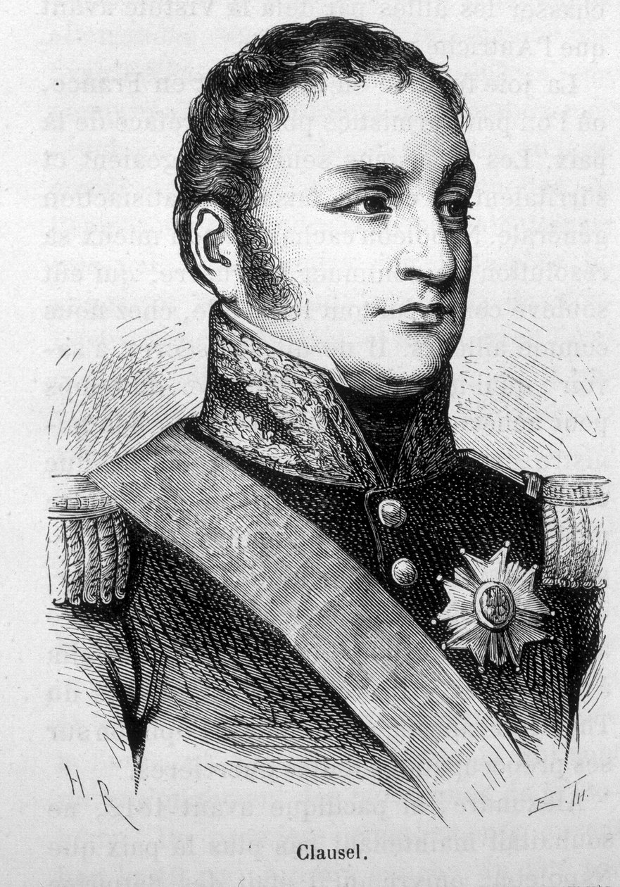 Porträtt av Bertrand Clausel (eller Clauzel) (1772 - 1842). Gravyr från slutet av 1800-talet i "Histoire de France"" av H. Martin. av Unknown artist