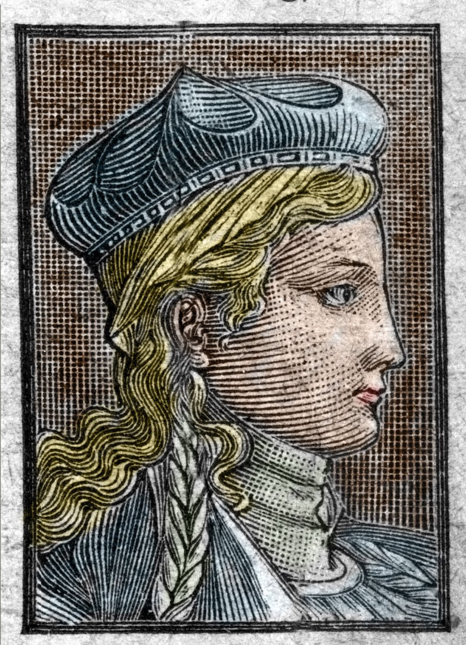 Porträtt av Brunehaut eller Brunehilde (ca 534 -613) hustru till Sigebert I. av Unknown artist