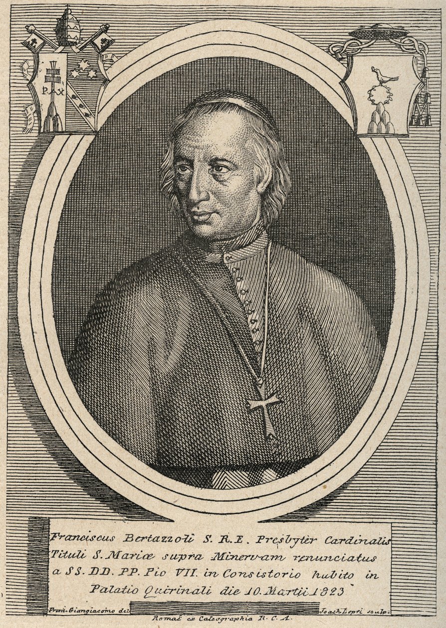 Porträtt av kardinal Francesco (Francois Franciscus) Bertazzoli (1754-1830) av Unknown artist