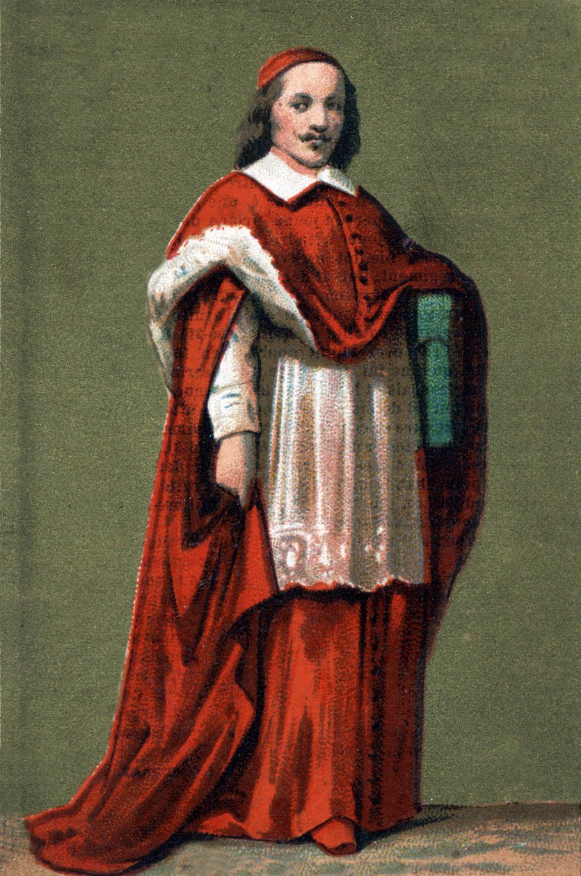 Porträtt av kardinal Jules Mazarin (1602-1661) gravyr av av Unknown artist