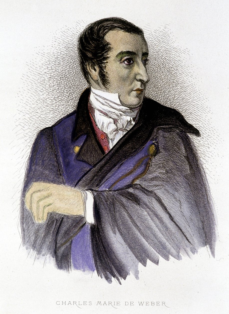 Porträtt av Carl Maria von Weber, tysk kompositör (1786-1826) - gravyr av Unknown artist
