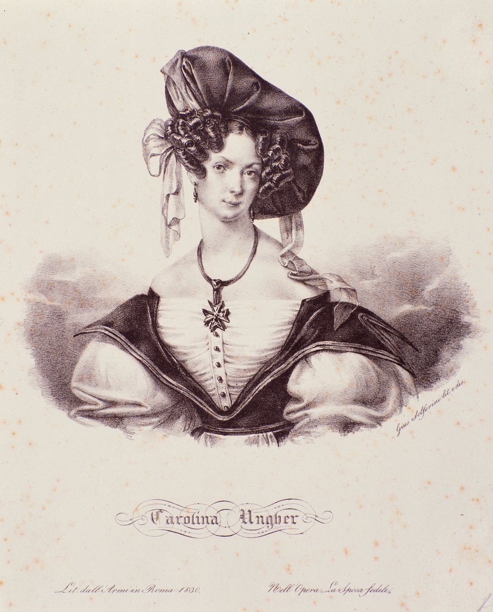 Porträtt av Caroline Ungher (Unger) (gravyr) av Unknown artist