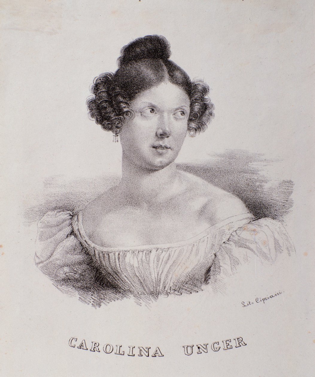 Porträtt av Caroline Ungher (Unger) (gravyr av Unknown artist