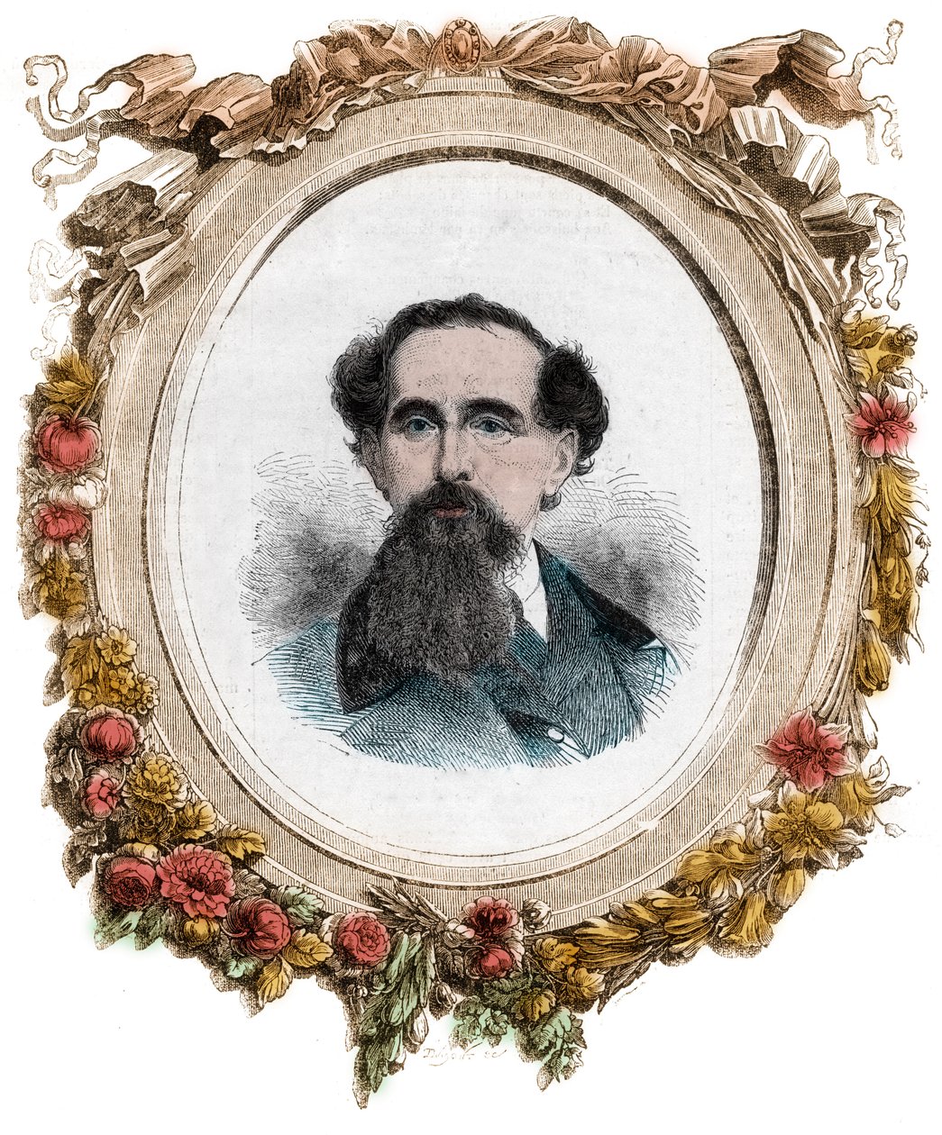 Porträtt av Charles Dickens (1812-1870) engelsk romanförfattare, gravyr av Unknown artist