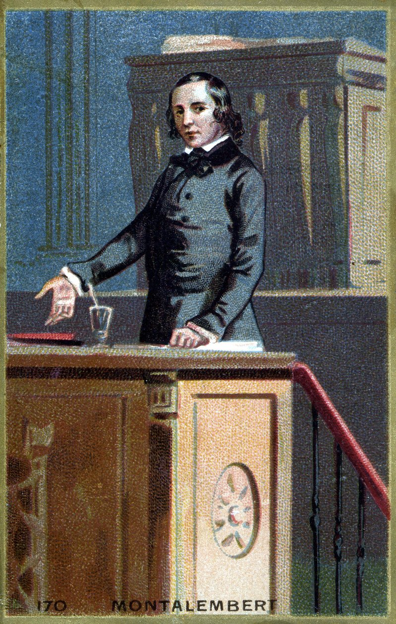 Porträtt av Charles Forbes, greve av Montalembert (1810 - 1870), fransk journalist och politiker. Kromolitografi från slutet av 1800-talet. av Unknown artist