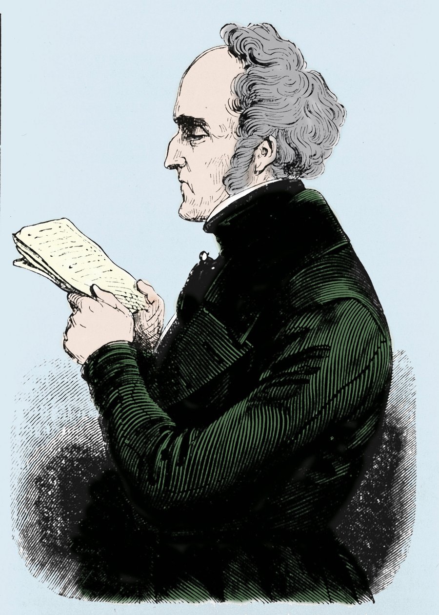 Porträtt av Charles Fourier (1772 - 1837), fransk socialistisk teoretiker. Gravyr av 1800-talet. av Unknown artist