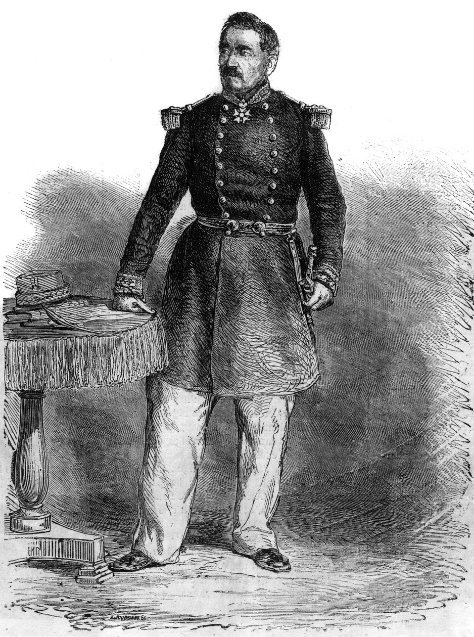 Porträtt av Charles Guillaume Marie Appollinaire Antoine Kusin Montauban, Comte of Palikao (1796-1878) - engelsk general och statsman - gravyr av Unknown artist